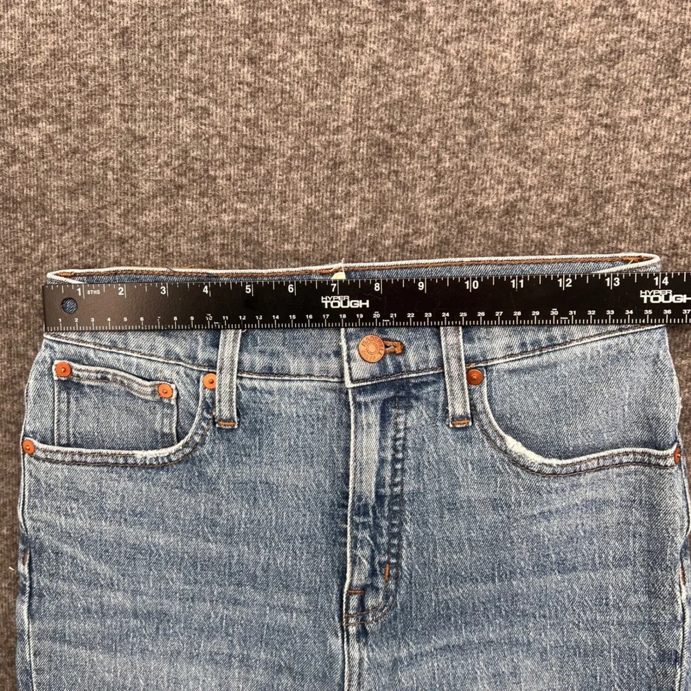 Madewell Classic Straight Jean High Rise Crop Light Wash Raw Hem Womens Size 26 - Picture 10 of 14